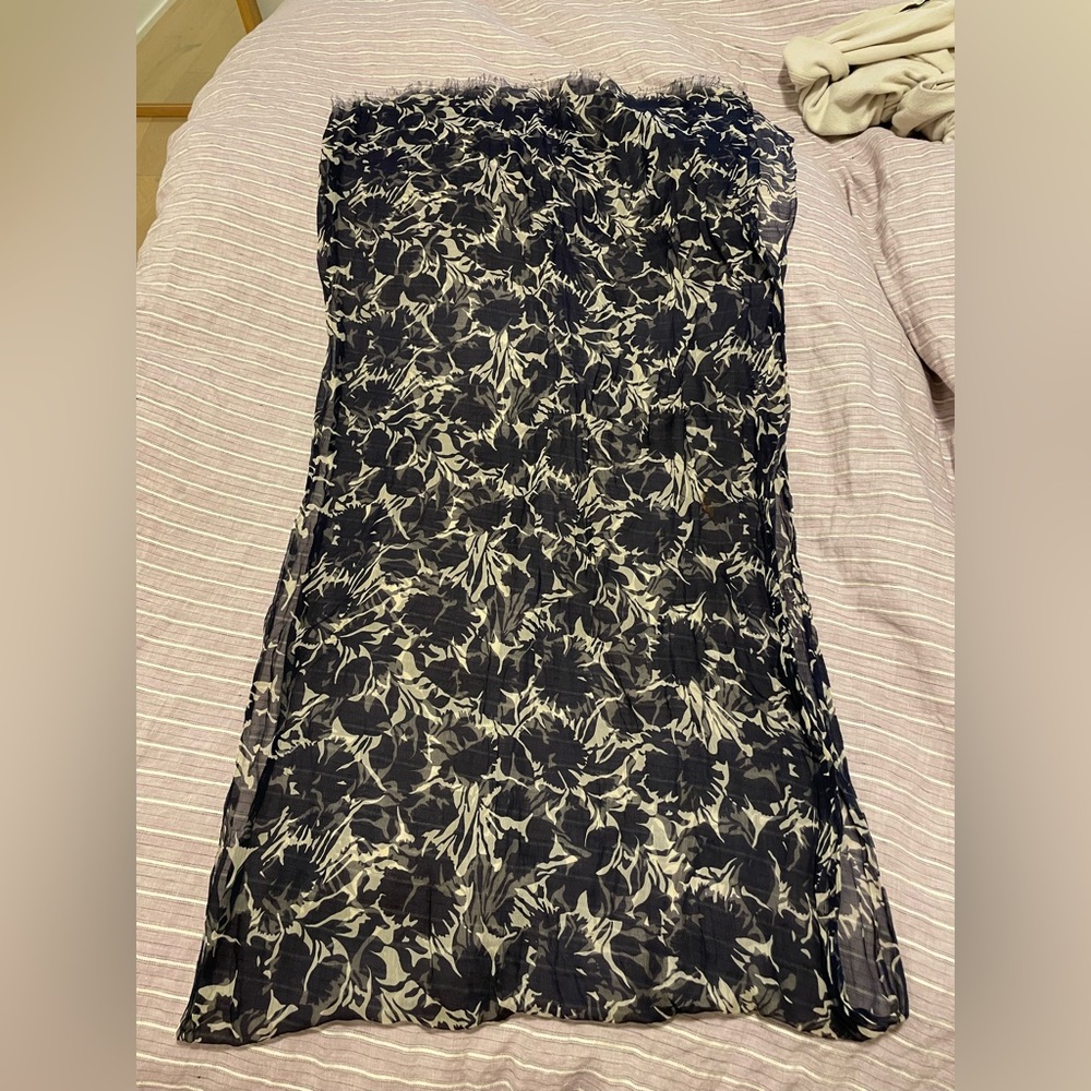 Navy and cream club monaco sheer silk scarf